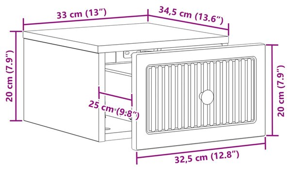 VidaXL Fali éjjeli szekrény fiókkal Fehér 33 x 34,5 x 20 cm Szerelt Fa