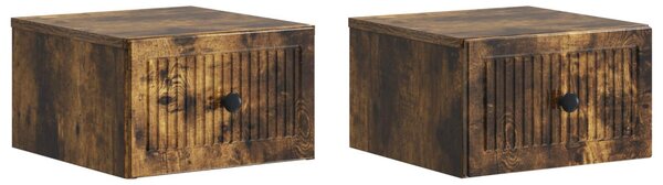 Fali éjjeli szekrény 2 db Füstös Tölgy 33 x 34,5 x 20 cm