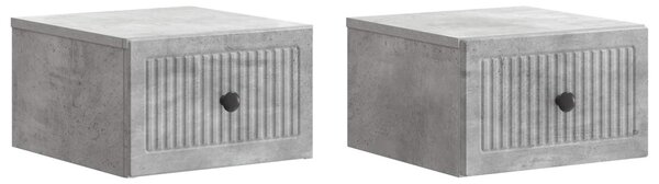 Fali éjjeli szekrény 2 db Betonszürke 33 x 34,5 x 20 cm