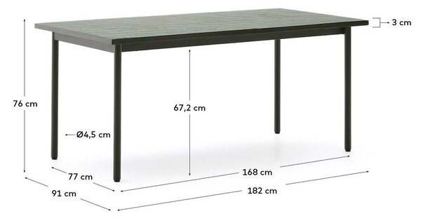 Acél kerti étkezőasztal 91x182 cm Maurina – Kave Home
