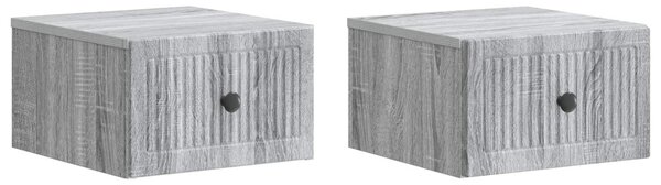 Fali éjjeli szekrény 2 db Szürke Sonoma 33 x 34,5 x 20 cm