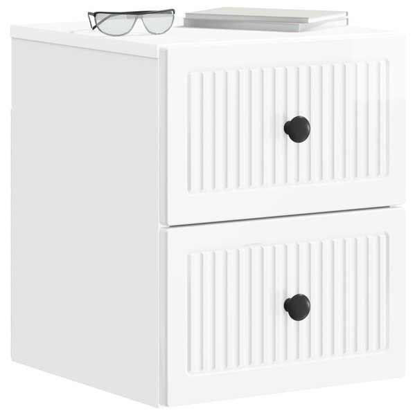 Fali éjjeli szekrény 2 db Magasfényű Fehér 33 x 34,5 x 40 cm