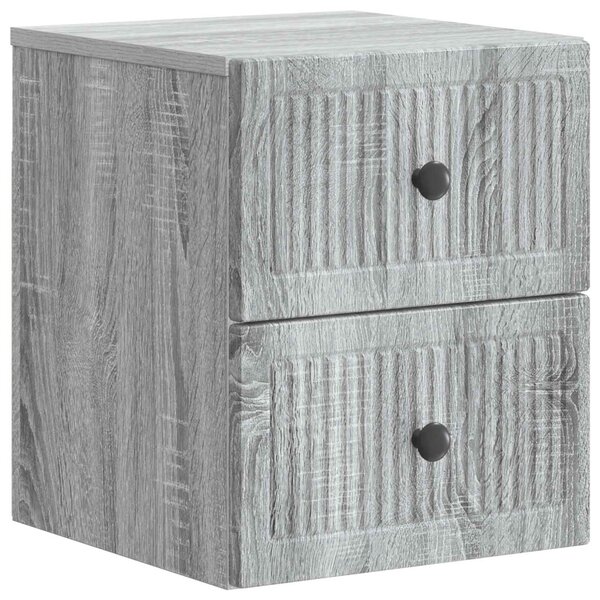 Fali éjjeli szekrény 2 db Szürke Sonoma 33 x 34,5 x 40 cm