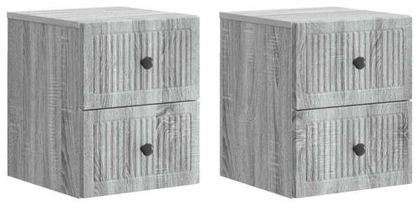 Fali éjjeli szekrény 2 db Szürke Sonoma 33 x 34,5 x 40 cm
