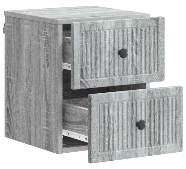 Fali éjjeli szekrény 2 db Szürke Sonoma 33 x 34,5 x 40 cm