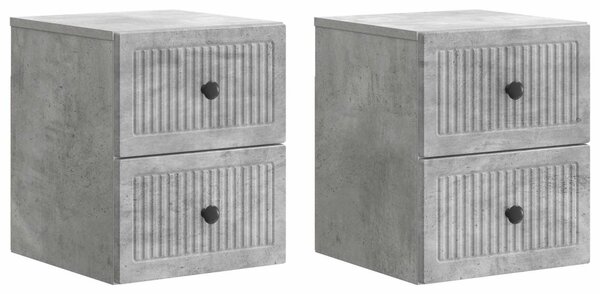 Fali éjjeli szekrény 2 db Betonszürke 33 x 34,5 x 40 cm