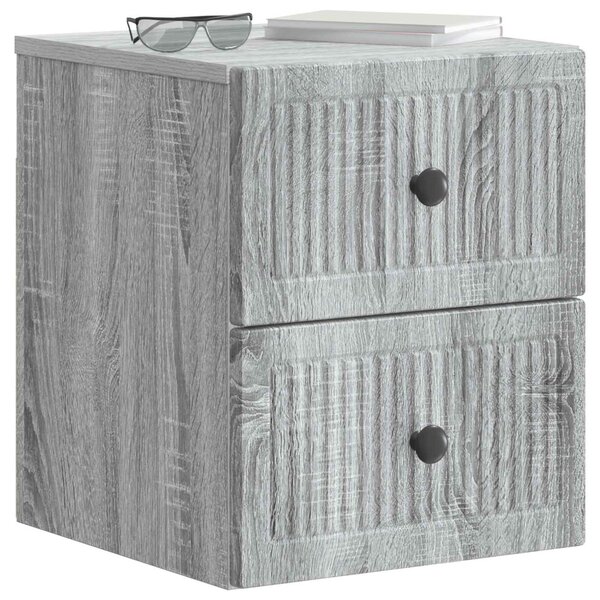 Fali éjjeli szekrény 2 db Szürke Sonoma 33 x 34,5 x 40 cm