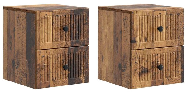 Fali éjjeli szekrény 2 db Antik Fa 33 x 34,5 x 40 cm Szerelt Fa