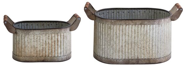 Kétdarabos virágcserép szett TULIPE Fém 31/41 cm Szürke