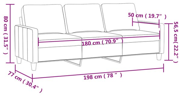 3 személyes bordó bársony kanapé 180 cm