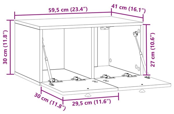 Fali TV szekrény Antik Fa 59,5 x 41 x 30 cm Szerelt Fa