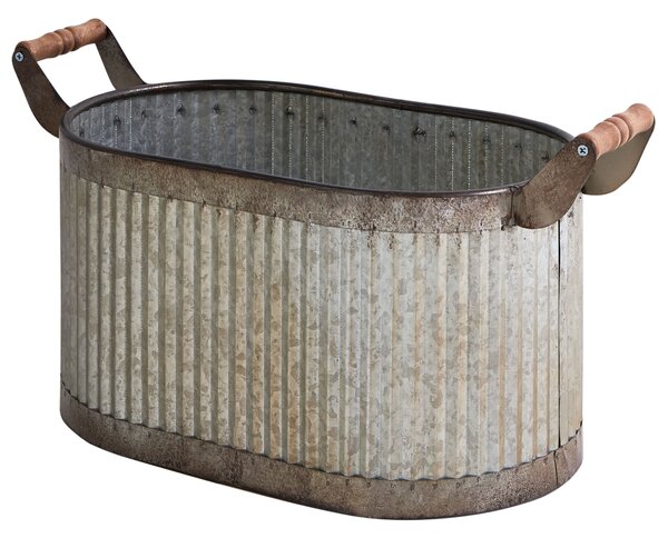 Kétdarabos virágcserép szett TULIPE Fém 31/41 cm Szürke