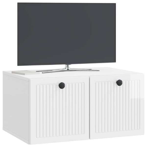 Fali TV szekrény Magasfényű Fehér 59,5 x 41 x 30 cm Szerelt Fa