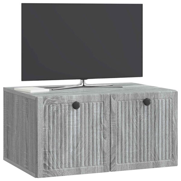 Fali TV szekrény Szürke Sonoma 59,5 x 41 x 30 cm Szerelt Fa