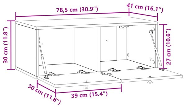 Fali TV szekrény Fehér 78,5 x 41 x 30 cm Szerelt Fa