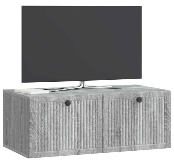 Fali TV szekrény Szürke Sonoma 78,5 x 41 x 30 cm Szerelt Fa