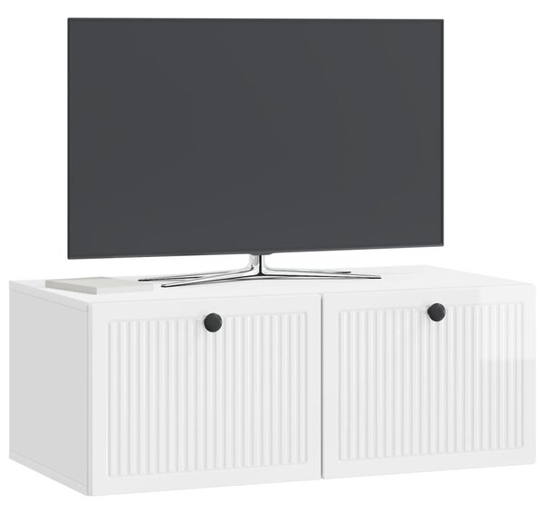 Fali TV szekrény Magasfényű Fehér 78,5 x 41 x 30 cm Szerelt Fa