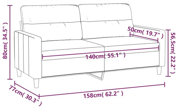 Kétszemélyes világosszürke szövetkanapé 140 cm