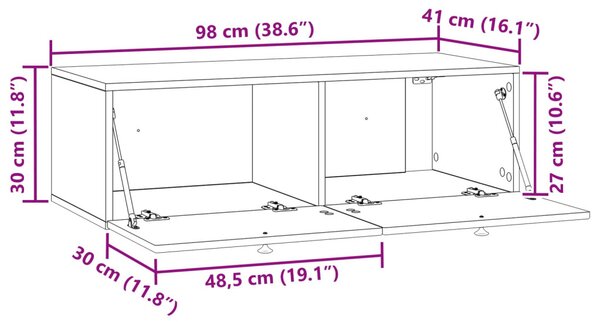 Fali TV szekrény Fehér 98 x 41 x 30 cm Szerelt Fa