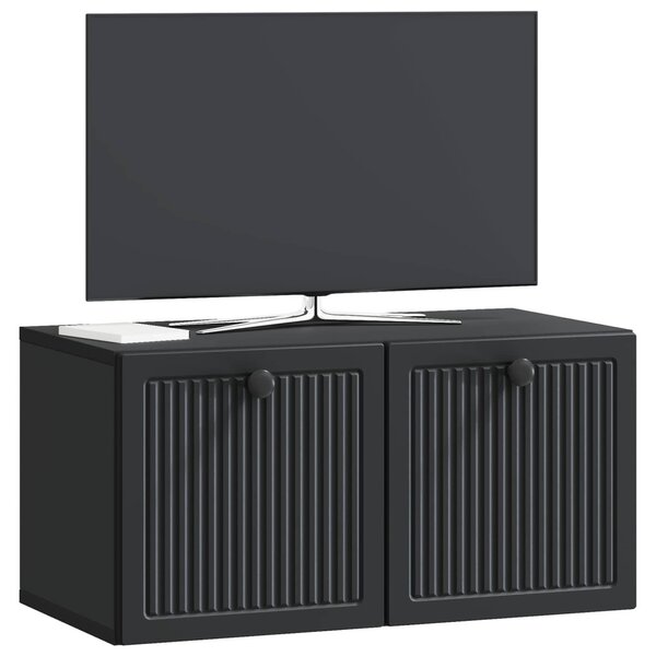 Fali TV szekrény Fekete 59,5 x 31 x 30 cm Szerelt Fa