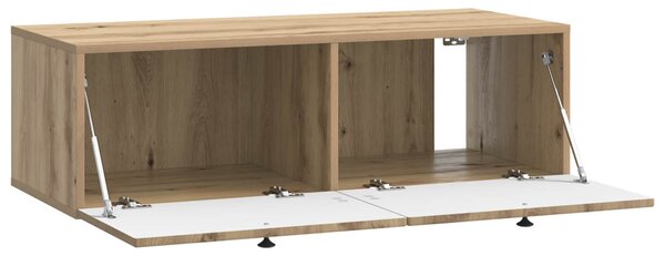 Fali TV szekrény 98 x 41 x 30 cm Kézműves Tölgy Szerelt Fa