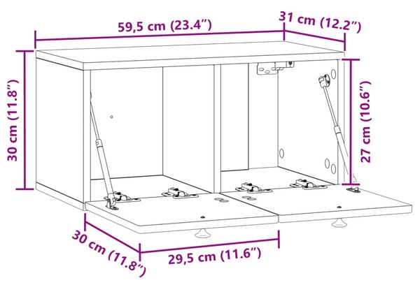 Fali TV szekrény Fehér 59,5 x 31 x 30 cm Szerelt Fa