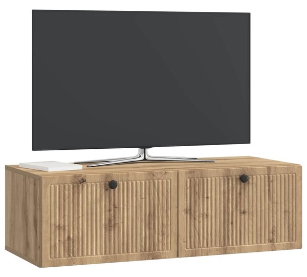 Fali TV szekrény 98 x 41 x 30 cm Kézműves Tölgy Szerelt Fa