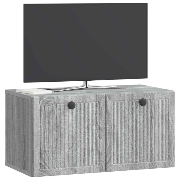 Fali TV szekrény Szürke Sonoma 59,5 x 31 x 30 cm Szerelt Fa
