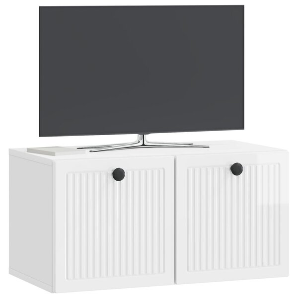 Fali TV szekrény Magasfényű Fehér 59,5 x 31 x 30 cm Szerelt Fa