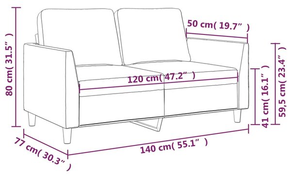2 személyes szürke műbőr kanapé 120 cm