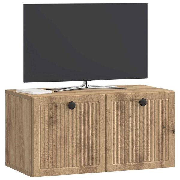 Fali TV szekrény 59,5 x 31 x 30 cm Kézműves Tölgy Szerelt Fa