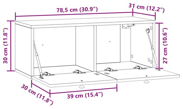Fali TV szekrény Fehér 78,5 x 31 x 30 cm Szerelt Fa