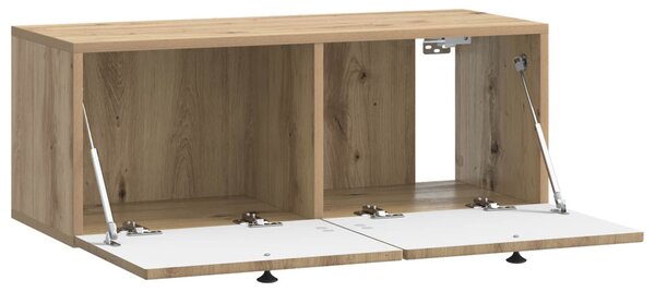 Fali TV szekrény 78,5 x 31 x 30 cm Kézműves Tölgy Szerelt Fa
