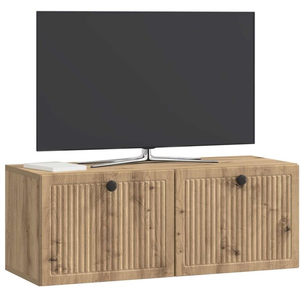 Fali TV szekrény 78,5 x 31 x 30 cm Kézműves Tölgy Szerelt Fa