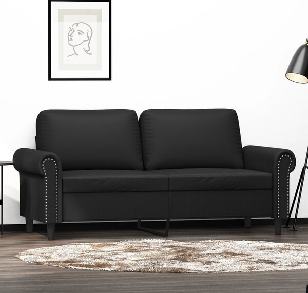 2 személyes fekete műbőr kanapé 140 cm
