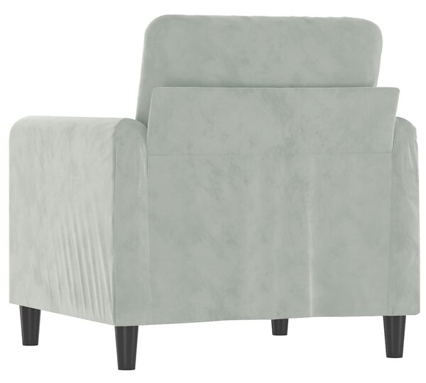 Világosszürke bársony kanapéfotel 60 cm