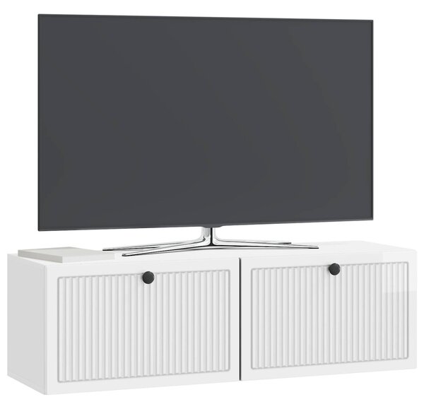 Fali TV szekrény Magasfényű Fehér 98 x 31 x 30 cm Szerelt Fa