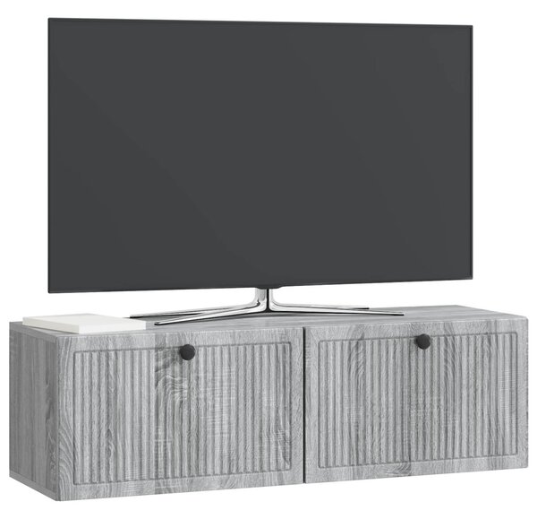 Fali TV szekrény Szürke Sonoma 98 x 31 x 30 cm Szerelt Fa
