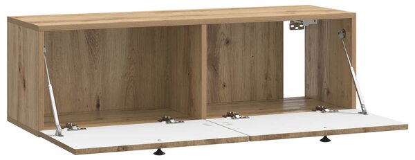 Fali TV szekrény 98 x 31 x 30 cm Kézműves Tölgy Szerelt Fa
