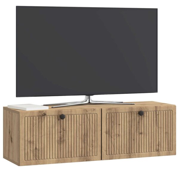 Fali TV szekrény 98 x 31 x 30 cm Kézműves Tölgy Szerelt Fa