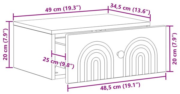 VidaXL Fali éjjeli szekrény fiókkal Fehér 49 x 34,5 x 20 cm Szerelt Fa