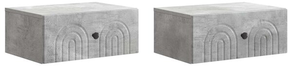Fali éjjeli szekrény 2 db Betonszürke 49 x 34,5 x 20 cm