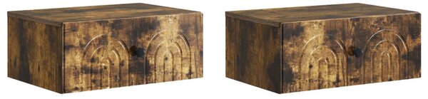 Fali éjjeli szekrény 2 db Füstös Tölgy 49 x 34,5 x 20 cm