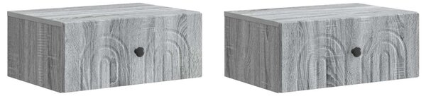 Fali éjjeli szekrény 2 db Szürke Sonoma 49 x 34,5 x 20 cm