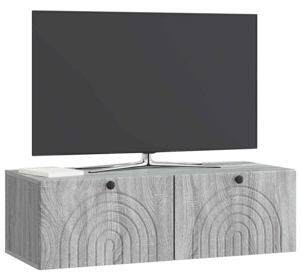 Fali TV szekrény Szürke Sonoma 99 x 41 x 30 cm Szerelt Fa