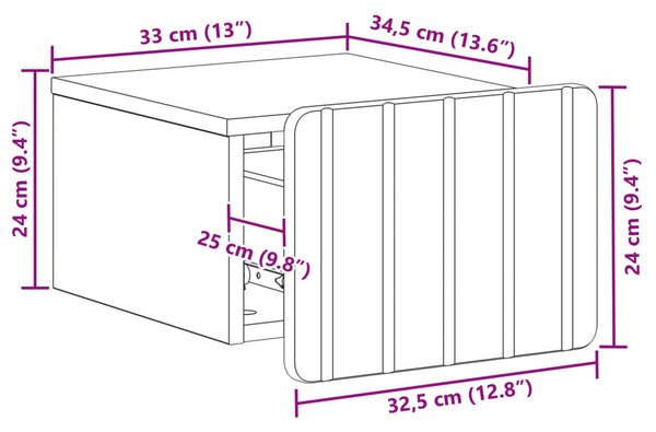 VidaXL Fali éjjeli szekrény fiókkal Fehér 33 x 34,5 x 24 cm Szerelt Fa