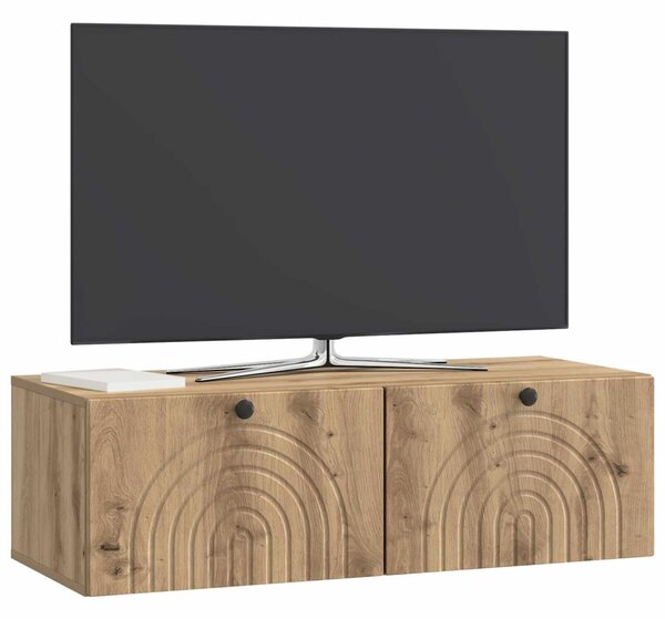 Fali TV szekrény 99 x 41 x 30 cm Kézműves Tölgy Szerelt Fa