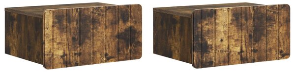 Fali éjjeli szekrény 2 db Füstös Tölgy 49 x 34,5 x 24 cm