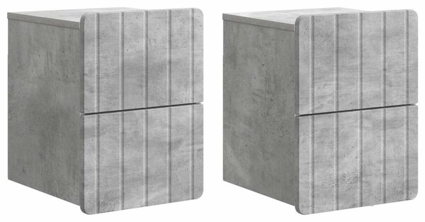 Fali éjjeli szekrény 2 db Betonszürke 33 x 34,5 x 43 cm