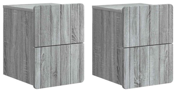 Fali éjjeli szekrény 2 db Szürke Sonoma 33 x 34,5 x 43 cm
